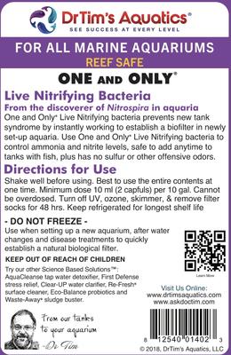 Show full view: Dr. Tim's Aquatics One & Only Live Nitrifying Bacteria for Reef Aquariums, 8-fl oz bottle slide 5 of 10