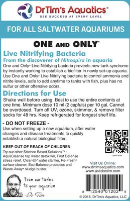 Show full view: Dr. Tim's Aquatics One & Only Live Nitrifying Bacteria for Saltwater Aquariums, 8-fl oz bottle slide 5 of 10