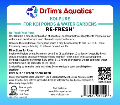 Show full view: Dr. Tim's Aquatics Re-Fresh Koi Ponds & Water Gardens Cleaner, 32-fl oz bottle slide 4 of 8
