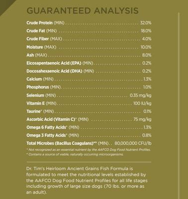 Show full view: Dr. Tim's Heirloom Ancient Grains Fish Formula Dry Dog Food, 5-lb bag slide 4 of 7
