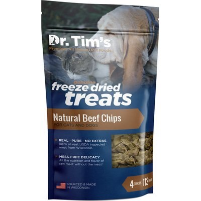 Dr. Tim's Dr. Tim's Natural Beef Chips Freeze-Dried Dog & Cat Treats, 4-oz