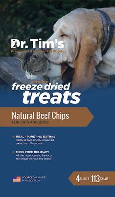 Show full view: Dr. Tim's Natural Beef Chips Genuine Freeze-Dried Dog & Cat Treats, 4-oz bag slide 3 of 7