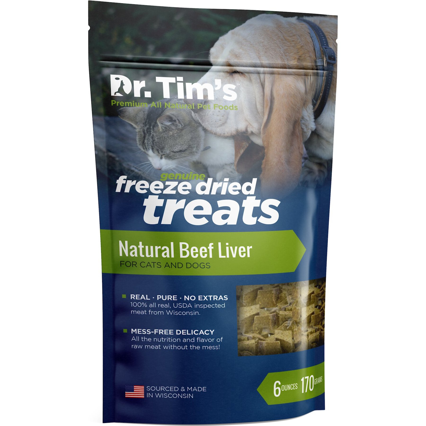 Dr. Tim's Natural Beef Liver Freeze-Dried Dog & Cat Treats, 6-oz