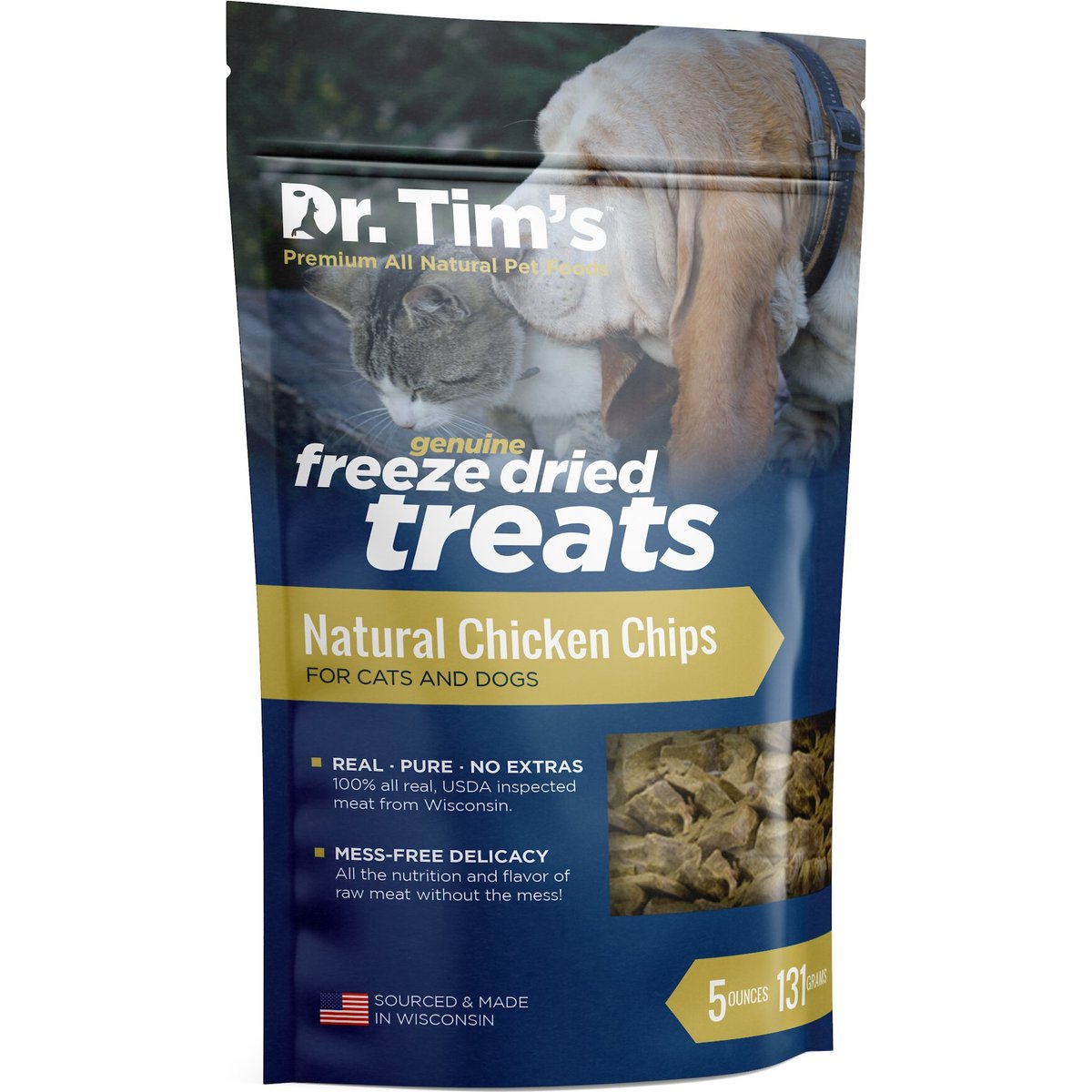 Dr. Tim's Natural Chicken Chips Freeze-Dried Dog & Cat Treats, 5-oz