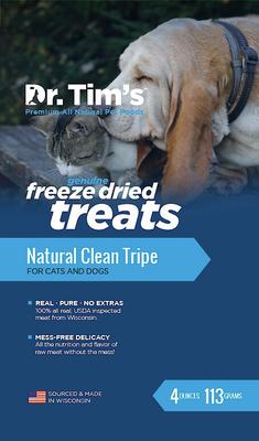 Show full view: Dr. Tim's Natural Clean Tripe Genuine Freeze-Dried Dog & Cat Treats, 4-oz bag slide 3 of 7
