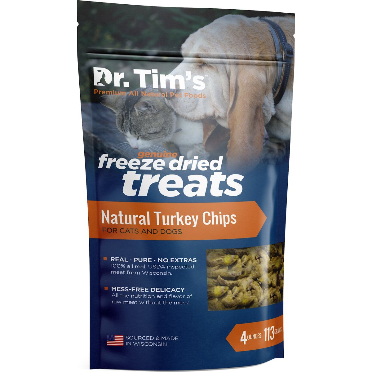 Dr. Tim's Natural Turkey Chips Freeze-Dried Dog & Cat Treats, 4-oz