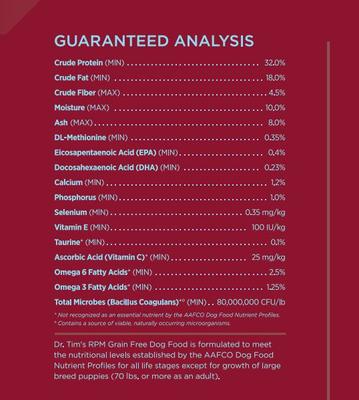 Show full view: Dr. Tim's Salmon & Pork Grain-Free RPM Formula Dry Dog Food, 5-lb bag slide 4 of 8