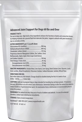 Show full view: Dr. Tim's Synovial Flex Advanced Regular Chicken Flavor Joint Mobility Dog Supplement, 120 count slide 4 of 6