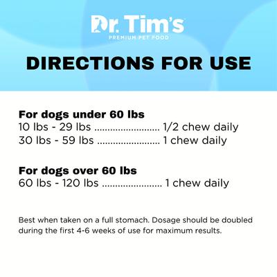 Show full view: Dr. Tim's Synovial Flex Advanced Regular Chicken Flavor Joint Mobility Dog Supplement, 120 count slide 6 of 6