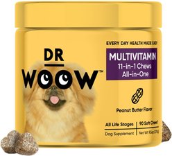Dr Woow 11-in-1 Joint Peanut Butter Flavored Soft Chews Multivitamin for Dogs, 90 Count