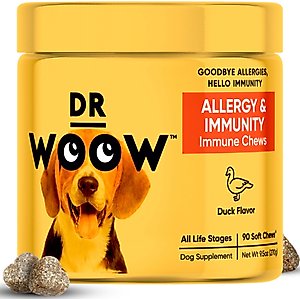 Dr Woow Duck Flavored Soft Chew Allergy & Immune Supplement for Dogs, 90 count