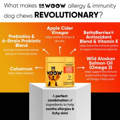 Show full view: Dr Woow Duck Flavored Soft Chew Allergy & Immune Supplement for Dogs, 90 count slide 3 of 10