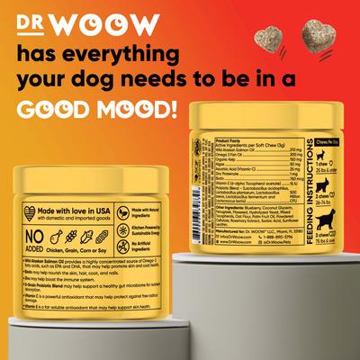 Show full view: Dr Woow Omega Chews Skin & Coat Salmon Flavored Supplement for Dogs, 90-count slide 6 of 9