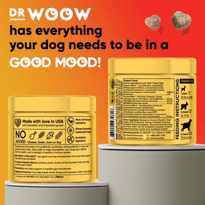 Show full view: Dr Woow Pre, Pro & Post Biotics Duck & Pumpkin Flavor Soft Chew Digestion Supplement for Dogs, 90 count slide 6 of 9
