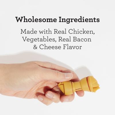 Show full view: DreamBone Real Bacon & Cheese Flavor Rawhide Free Dog Chew Bones, Mini, 24 count slide 5 of 13