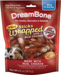 DreamBone Chicken Wrapped Stick Dog Treat, Mini, 15 count