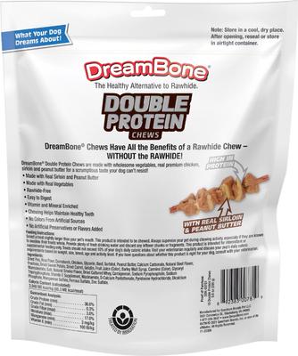 Show full view: DreamBone Double Protein Chews Real Chicken, Sirloin & Peanut Butter Rawhide Free Dog Chews, 10 count slide 3 of 13