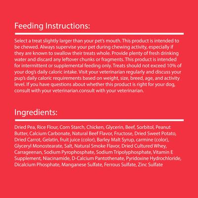 Show full view: DreamBone Double Protein Chews Real Chicken, Sirloin & Peanut Butter Rawhide Free Dog Chews, 10 count slide 9 of 13