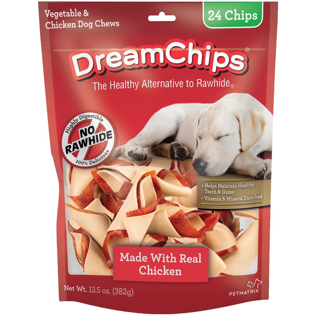DreamBone DreamChips Real Chicken Rawhide Free Dog Chews, 24 count