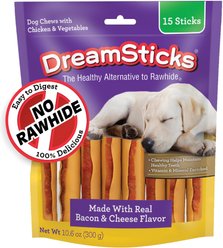 DreamBone DreamSticks Bacon & Cheese Chews Dog Treats, 15 count