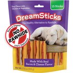 DreamBone DreamSticks Real Bacon & Cheese Flavor Rawhide Free Dog Chews, 15 count