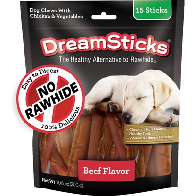 DreamBone DreamBone DreamSticks Beef Flavor Rawhide Free Dog Chews, 15 count