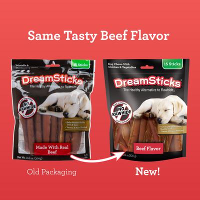Show full view: DreamBone DreamSticks Beef Flavor Rawhide Free Dog Chews, 15 count slide 4 of 13