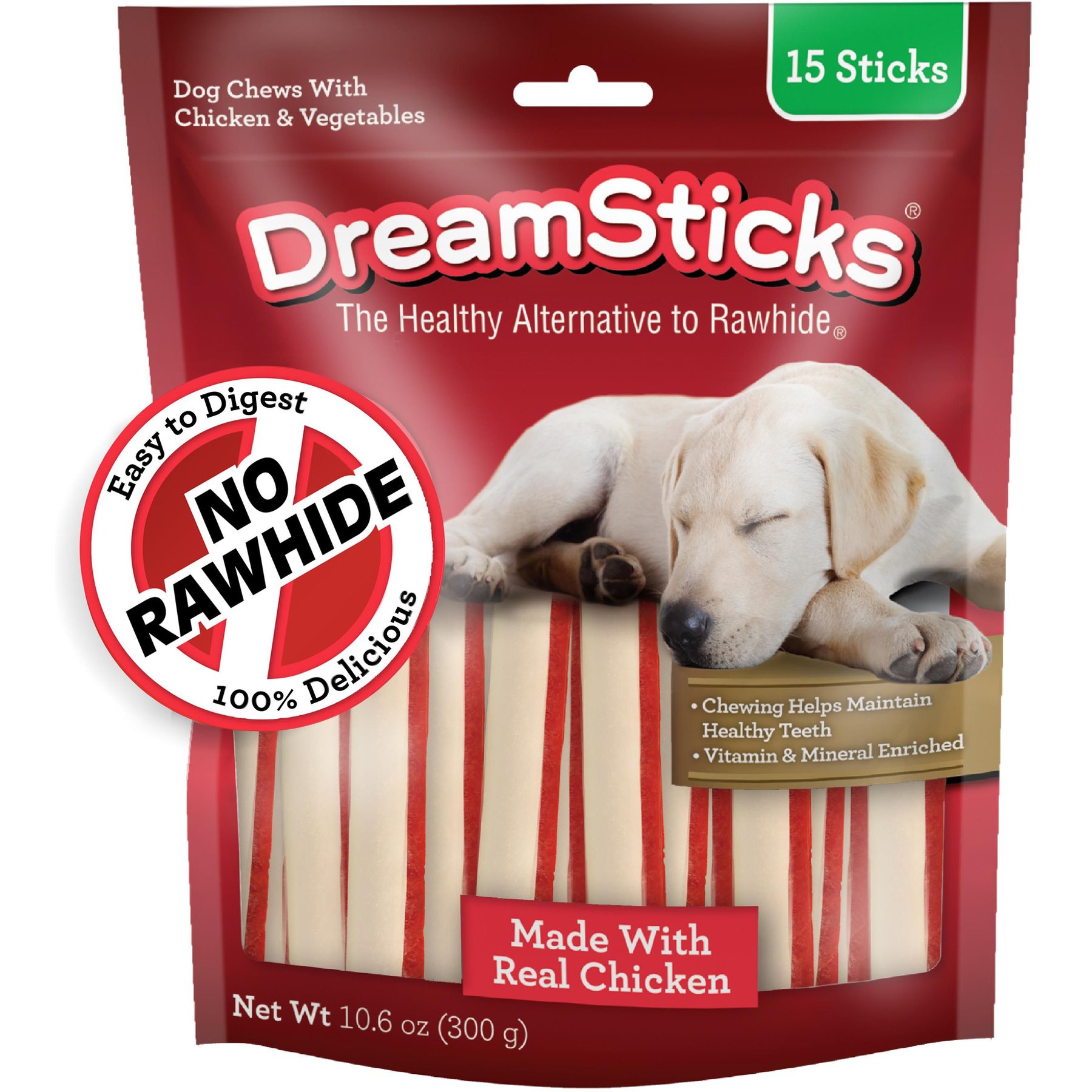 DreamBone DreamSticks Real Chicken Rawhide Free Dog Chews, 15 count