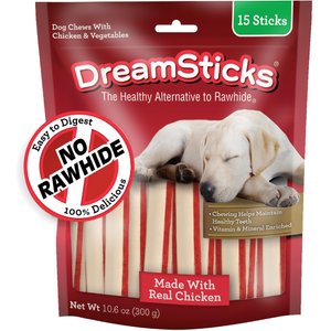 DreamBone DreamSticks Real Chicken Rawhide Free Dog Chews, 15 count