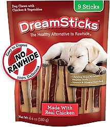 DreamBone DreamSticks Real Chicken Rawhide Free Dog Chews, 9 count