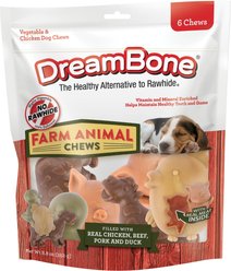 DreamBone Farm Animal Chews Dog Treats, 6 count