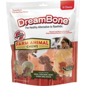 DreamBone Farm Animal Chews Dog Treats, 6 count