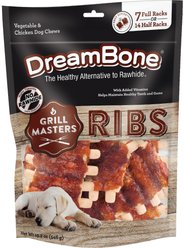 DreamBone Grill Masters Full Rack Ribs BBQ Flavor Rawhide Free Dog Chews, 7 count