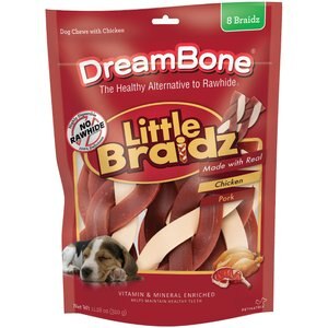 DreamBone Little Braidz Real Chicken & Pork Rawhide Free Dog Chews, 8 count