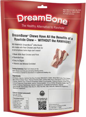 Show full view: DreamBone Little Braidz Real Chicken & Pork Rawhide Free Dog Chews, 8 count slide 3 of 13