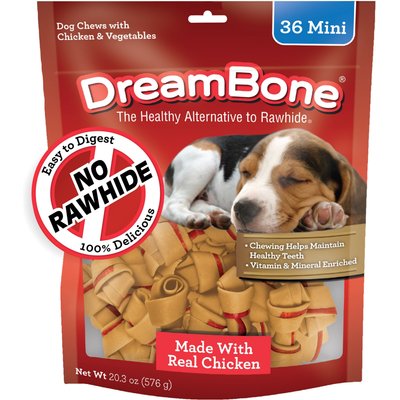 DreamBone DreamBone Real Chicken Rawhide Free Dog Chew Bones, Mini, 36 count