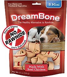 DreamBone Real Chicken Rawhide Free Dog Chew Bones, Mini, 8 count