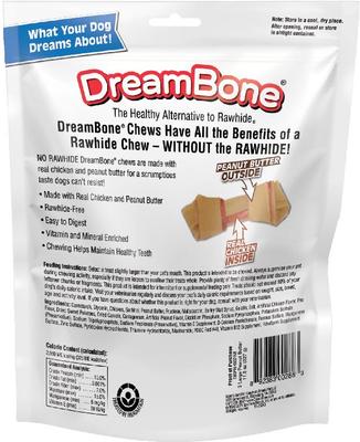 Show full view: DreamBone Real Peanut Butter Rawhide Free Dog Chew Bones, Large, 3 count slide 3 of 11