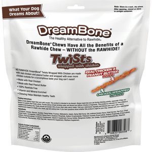 DreamBone Peanut Butter Twists Wrapped with Chicken Rawhide-Free Hard Chew Dog Treats, 36 count