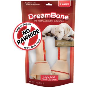 DreamBone Rawhide-Free Real Chicken Large Dog Bone, 2 count