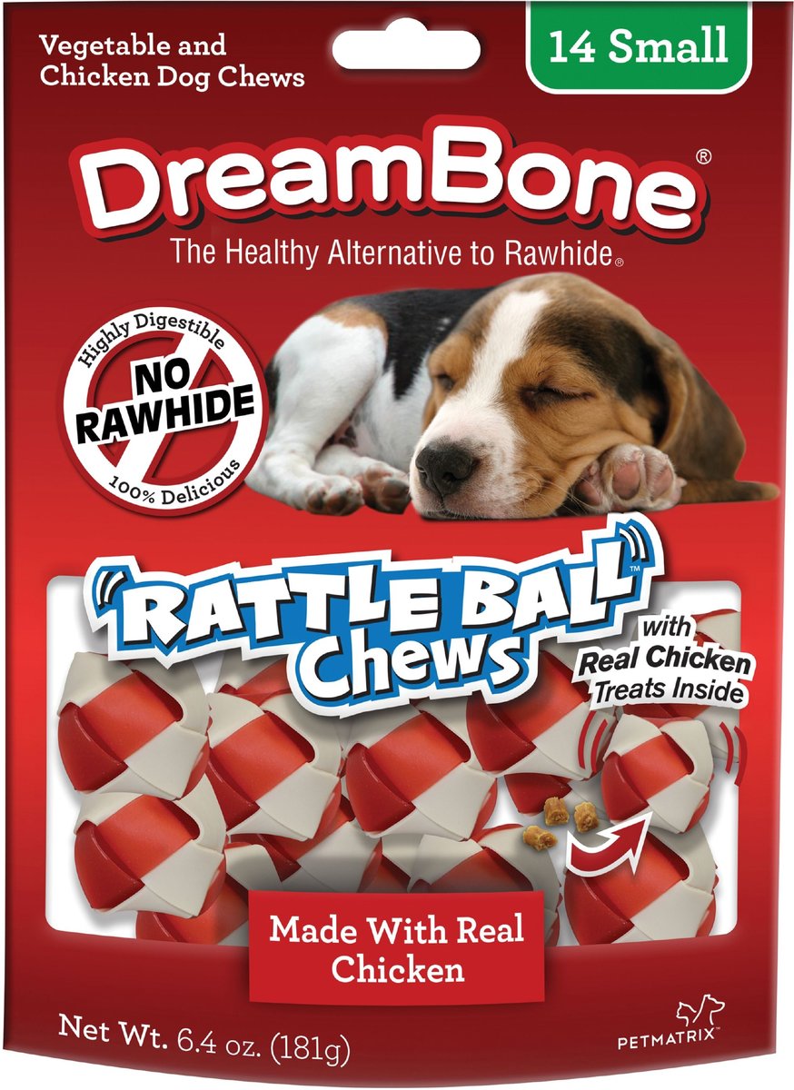 DreamBone Small Rattle Ball Chicken Chews Dog Treats