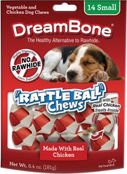 DreamBone Small Rattle Ball Chicken Chews Dog Treats, 14 count