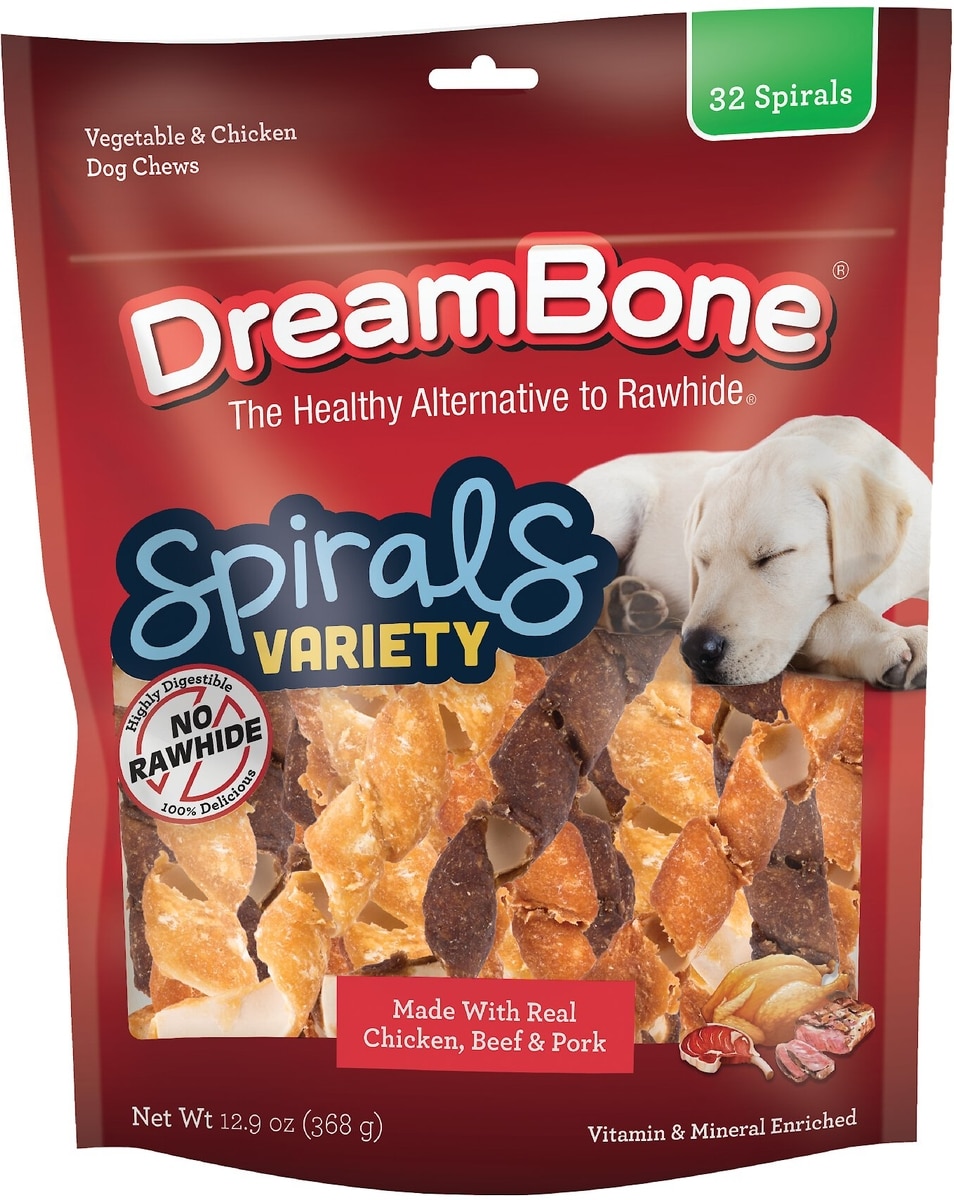 DREAMBONE Spirals Variety Pack Real Chicken, Beef, Bacon, Cheese