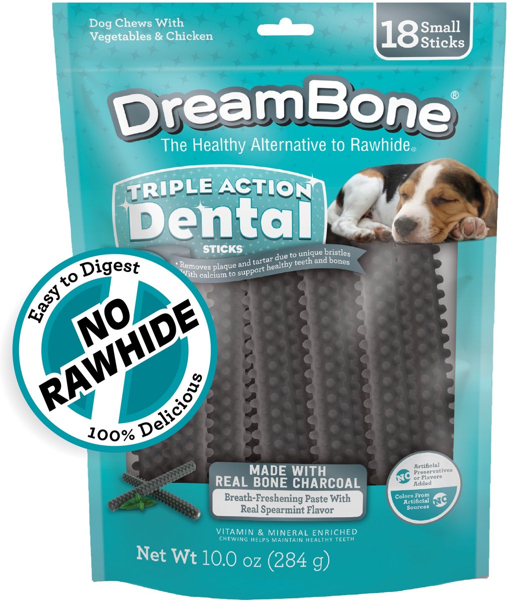 DreamBone Triple Action Dental Sticks Charcoal Dog Dental Treat, 10-oz bag, 18 count