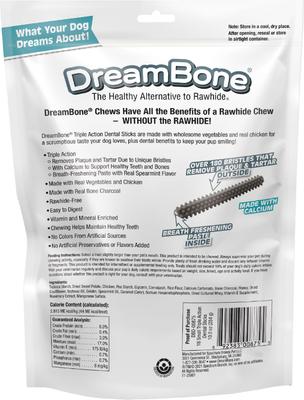 Show full view: DreamBone Triple Action Dental Sticks with Charcoal Spearmint Flavor Rawhide Free Dog Chews, Small, 18 count slide 3 of 13