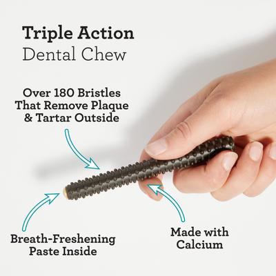 Show full view: DreamBone Triple Action Dental Sticks with Charcoal Spearmint Flavor Rawhide Free Dog Chews, Small, 18 count slide 4 of 13