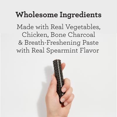 Show full view: DreamBone Triple Action Dental Sticks with Charcoal Spearmint Flavor Rawhide Free Dog Chews, Large, 6 count slide 5 of 12