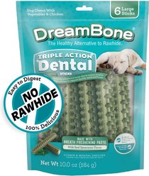 DreamBone Triple Action Dental Sticks Kelp for Large & X-Large Sized Dogs, 10-oz bag, 6 count