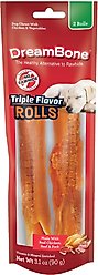 DreamBone Triple Flavor Real Chicken, Beef & Pork Rawhide-Free Dog Chews, 3.1-oz bag, 2 count