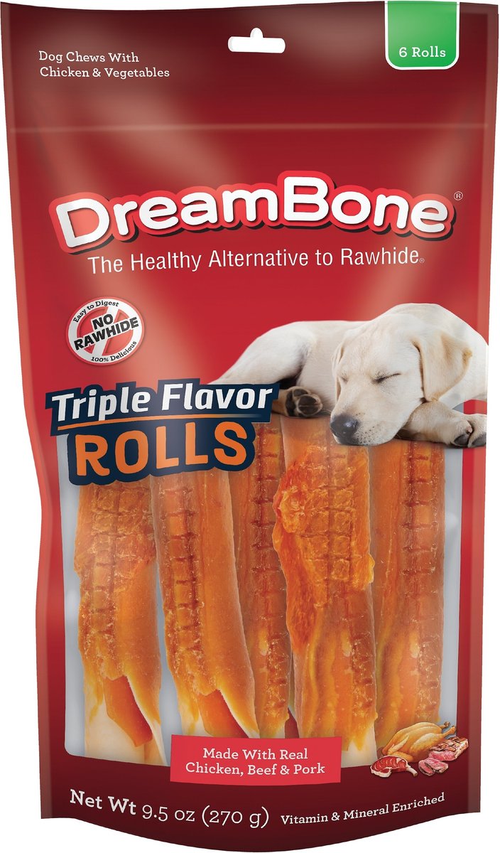 DREAMBONE Triple Flavor Rolls Dog Treats, count